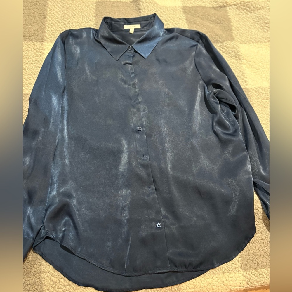 Maurices Deep Blue Casual Button Down Blouse